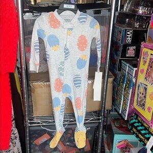 Carter's Gray Footed One-Piece Pajama with Pastel Egg Print